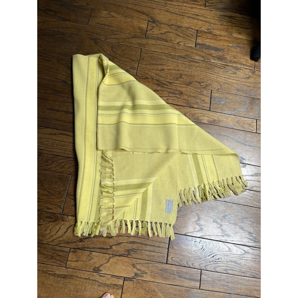 Vintage Yellow Lap Blanket By The Three Weavers 100% Handwoven Wool 0151
